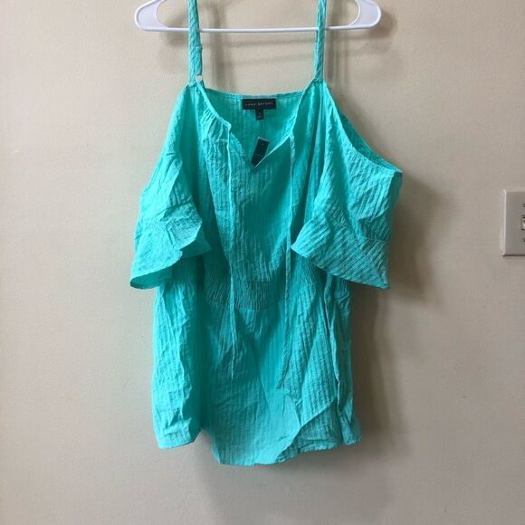 Lane Bryant Cold-Shoulder Smocked Waist Top - Picture 4 of 9